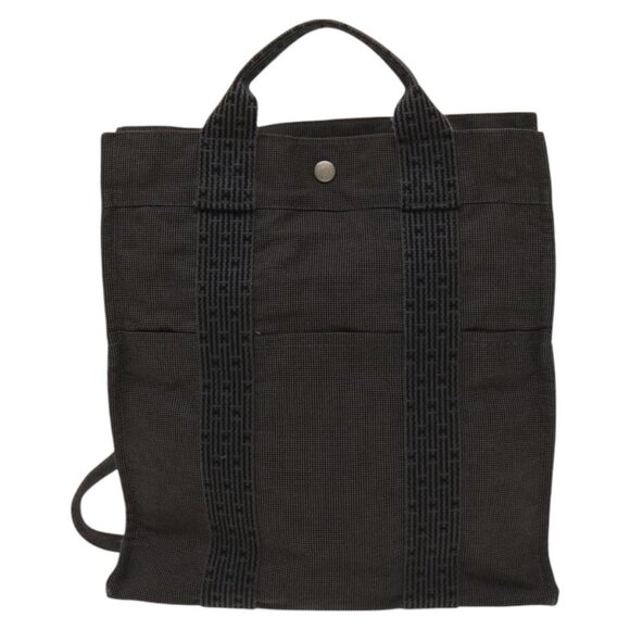 HERMES Her Line Add PM Backpack Canvas Gray Silver Auth - Picture 3 of 16